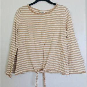 J. Crew Striped, Tie Front, Boatneck Sweater